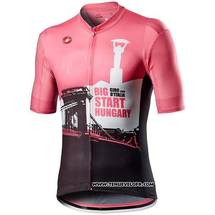 2020 Maillot Cyclisme Giro d'Italia Blanc Noir Rose Manches Courtes et Cuissard